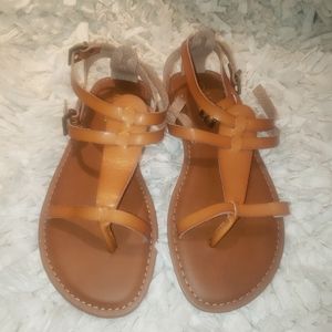 Camel flat cable-14 sandals